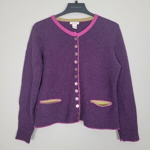 Sundance Tulla 100% Merino Wool Knit Cardigan Sweater Women Large Button Down